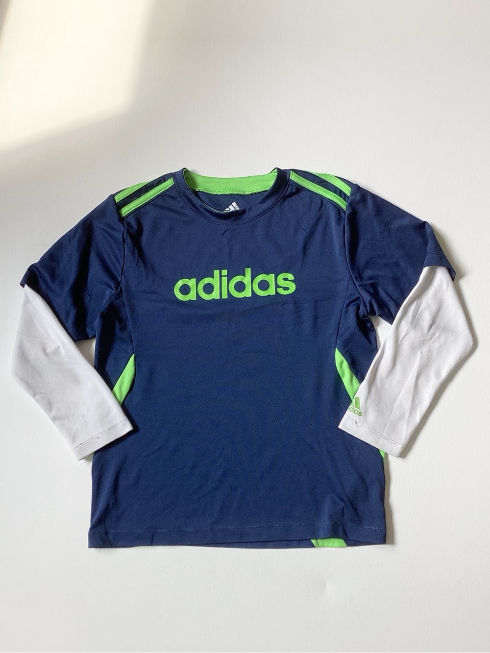 Adidas Navy, White & Lime Layered-Look T-shirt